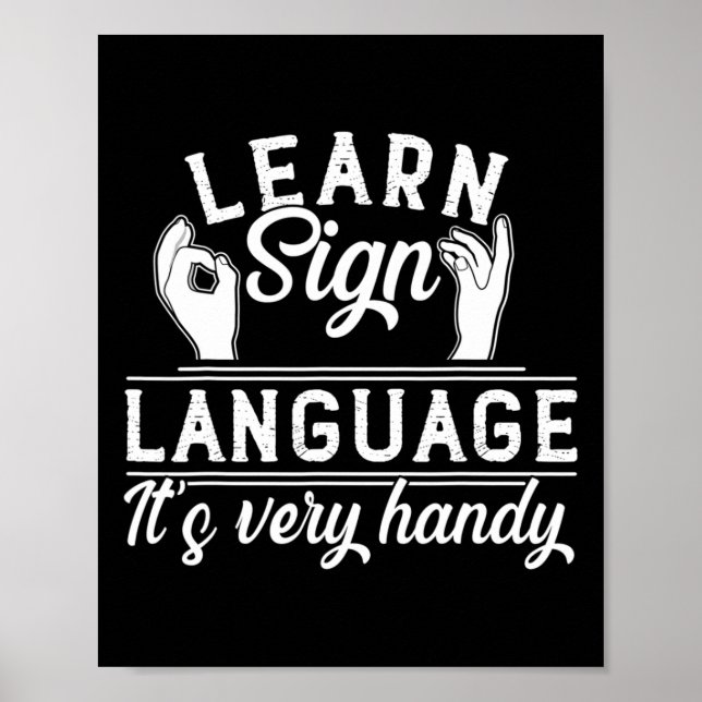 Affiche Learn Sign Language Asl Teacher Deaf Awareness  (Devant)