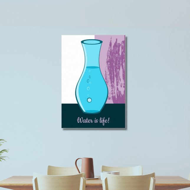 Affiche L'Eau Carafe De Verre Bleu Est Vie ! (Water is life!)