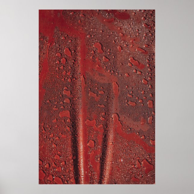 Affiche L'eau chute sur le capot rouge (Devant)