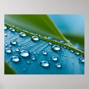 Affiche L'eau chute sur les feuille