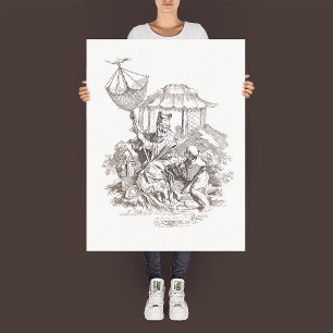 Affiche "L'Eau" - Etching Vintage des quatre éléments