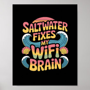 Affiche L'eau salée répare mon cerveau Wifi - Vacances drô