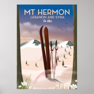 Affiche Lebanon et Syrie Mt Hermon Ski
