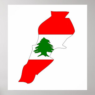 Affiche Lebanon Flag Map full size