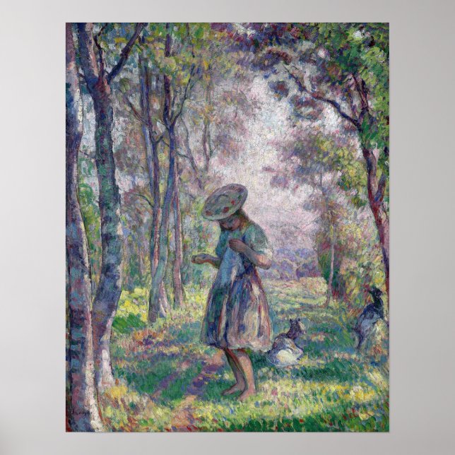 Affiche Lebasque - Fille Et Chèvres Dans La Forêt (Devant)