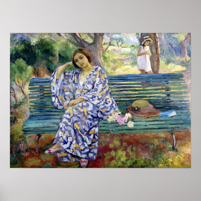 Affiche Lebasque - Jeune femme assise sur un banc 1911 (Devant)