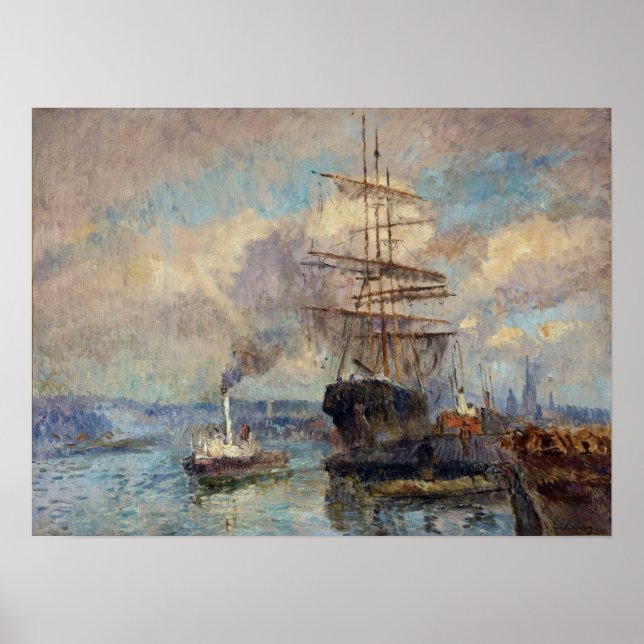 Affiche Lebourg - Dans Le Port De Rouen (Devant)