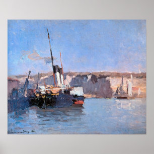 Affiche Lebourg - Dieppe Bateau à vapeur amarré 1881