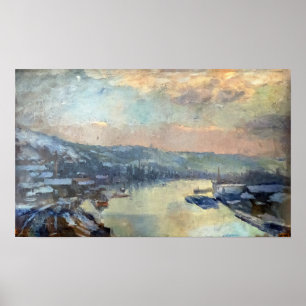 Affiche Lebourg - La Seine à Rouen en hiver