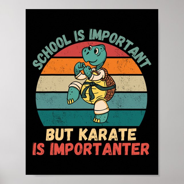 Affiche L'École De Tortue Rétro Est Importante Karaté Est  (Devant)
