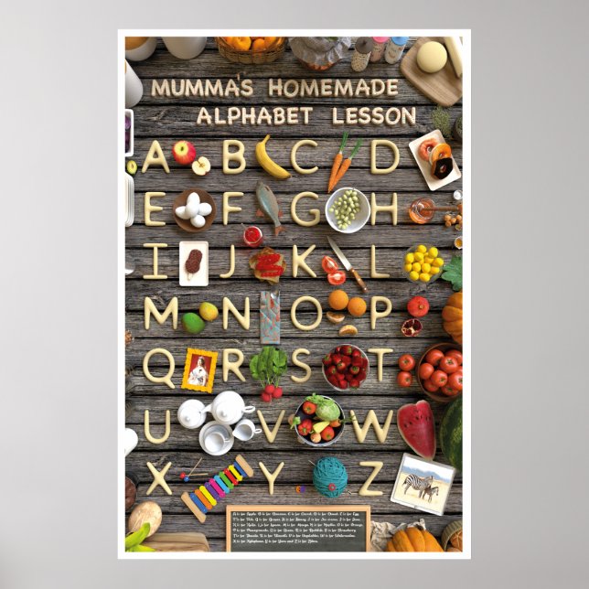 Affiche Leçon d'alphabet fait maison par maman (Devant)
