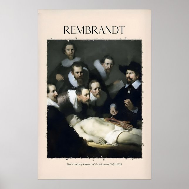 Affiche Leçon d'anatomie du Dr Tulp de Rembrandt632 Portra (Devant)