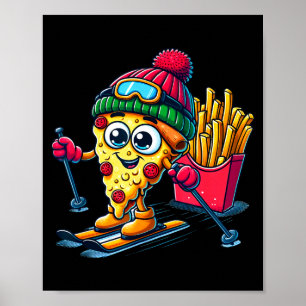 Affiche Leçon de ski pizza frite frite ski pizza amateur