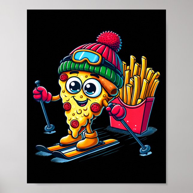 Affiche Leçon de ski pizza frite frite ski pizza amateur (Devant)