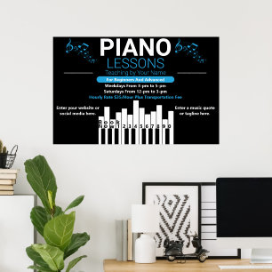 Affiche Leçons de piano personnalisées Professeur de musiq