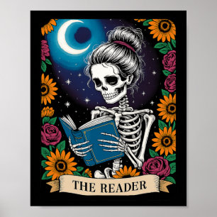 Affiche Lecteur Carte Tarot drôle Livre Lover Skeleton Re