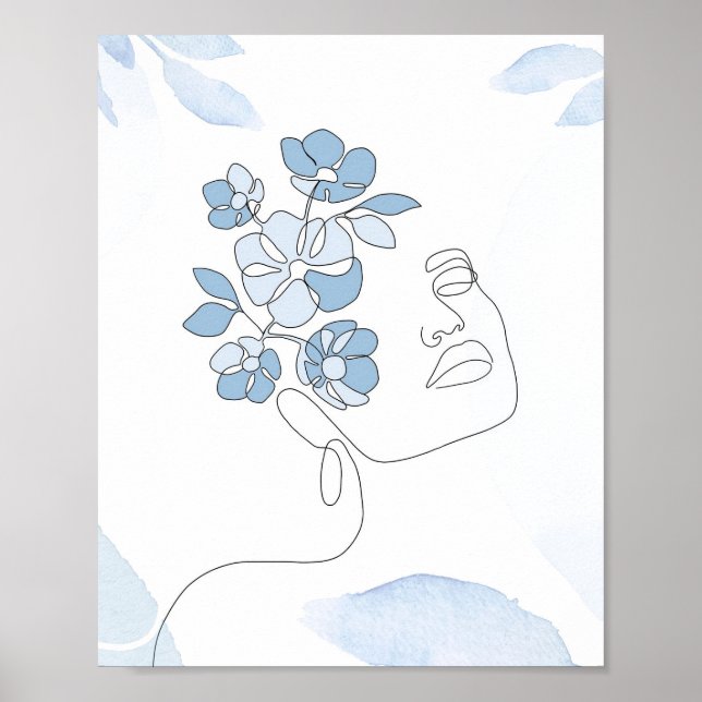 Affiche Lecteur de fleurs | Art Portrait minimaliste (Devant)