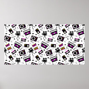 Affiche Lecteur de musique, magnétophone, bande vidéo, cam