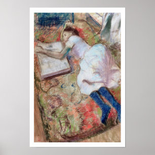Affiche Lecteur d'Edgar Degas   se couchant, c.1889