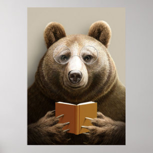 Affiche Lecteur Ours Cadeau Lire Un Livre