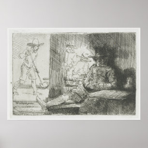 Affiche Lecteur Ringball - Rembrandt Etching Golf Print