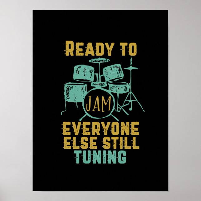 Affiche Lecteur tambour Vintage cool Prêt À Jam (Devant)