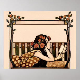 Affiche Lecteur vintage Art Nouveau
