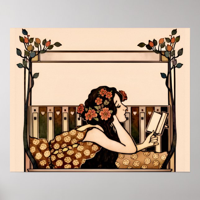 Affiche Lecteur vintage Art Nouveau (Devant)