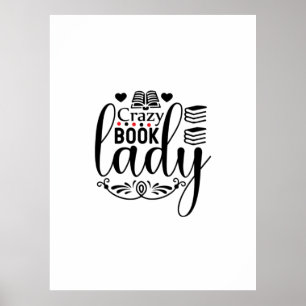 Affiche Lecture Art fou livre dame