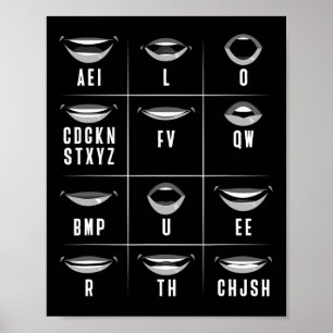 Affiche Lecture Asl Gesture Main Sourde Perte d'ouïe Adjud