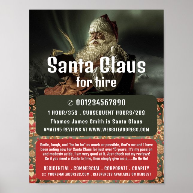 Affiche Lecture classique Père Noël, Santa Claus Entertain (Devant)
