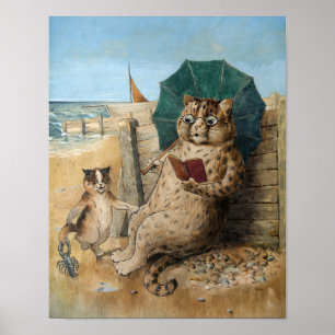 Affiche Lecture de chats par Louis Wain