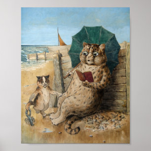 Affiche Lecture de chats par Louis Wain