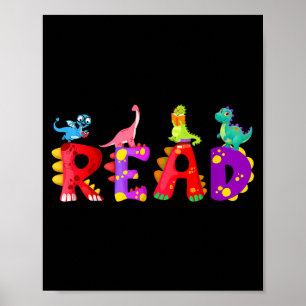 Affiche Lecture de dinosaure drôle t rex dino amateur de l