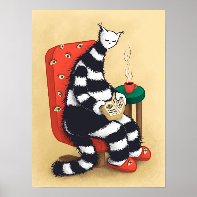 Affiche Lecture du livre de chat Lover (Devant)