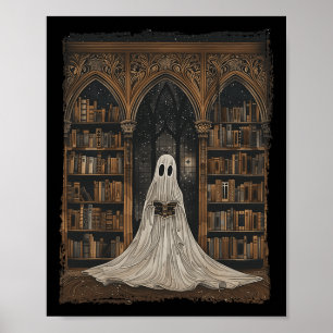 Affiche Lecture Ghost Library Halloween Librairie Livre Lo