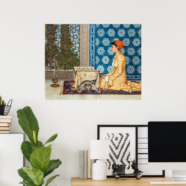 Affiche Lecture jeune femme | Osman Hamdi Bey | (Bureau à domicile)