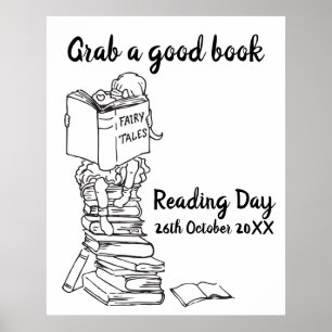 Affiche Lecture journée lecture livres couleur à l'école
