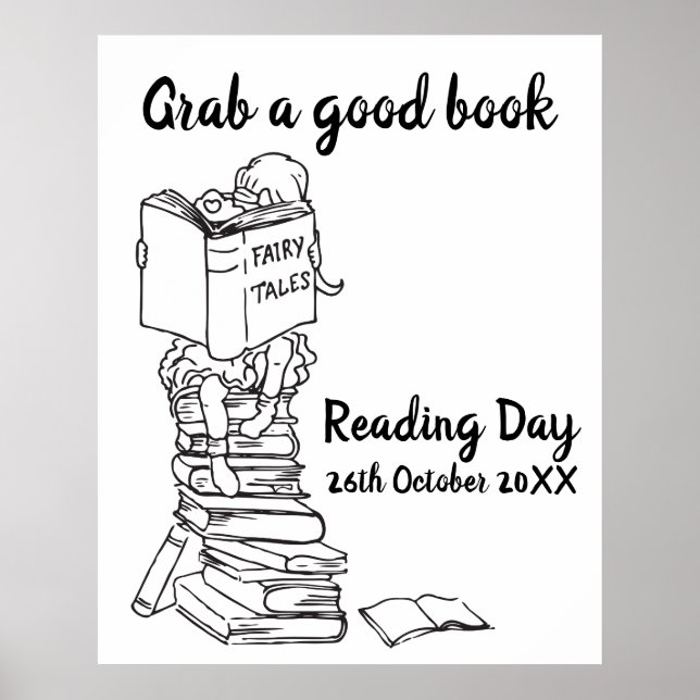 Affiche Lecture journée lecture livres couleur à l'école (Devant)