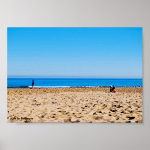 Affiche Lecture sur la plage de sable