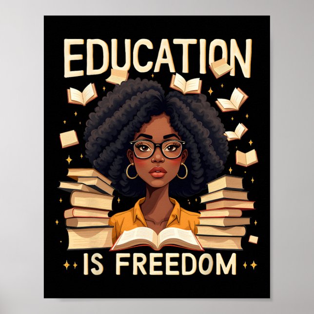 Affiche L'éducation est la liberté Fière enseignante afro- (Devant)