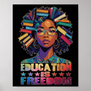 Affiche L'éducation est la liberté Noir Livres d'enseignan