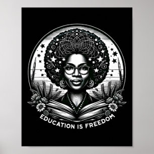 Affiche L'éducation est la liberté Noir Livres d'enseignan
