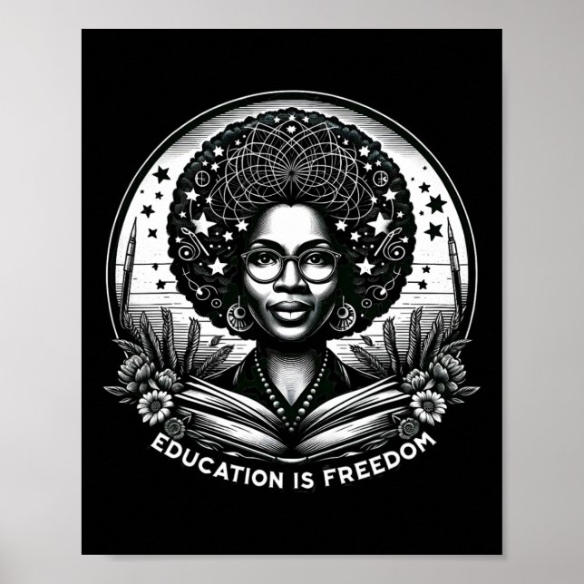 Affiche L'éducation est la liberté Noir Livres d'enseignan (Devant)