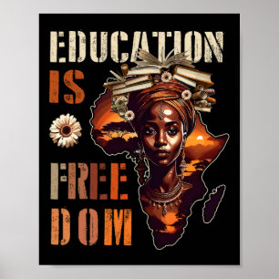 Affiche L'éducation est la liberté Professeur noir Livres