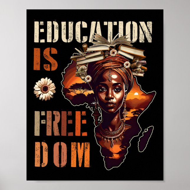 Affiche L'éducation est la liberté Professeur noir Livres  (Devant)