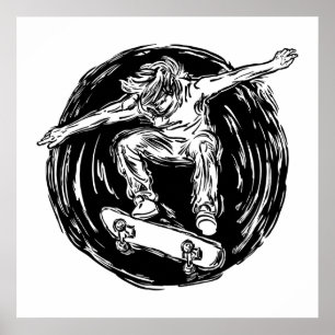 Affiche Legendary Skater Doing Mid-Air Skateboarding