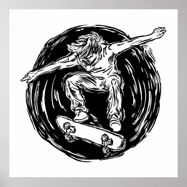 Affiche Legendary Skater Doing Mid-Air Skateboarding (Devant)