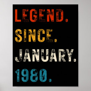 Affiche Légende 1980 Cadeaux d'anniversaire 46 ans pour ho