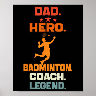 Affiche Légende de badminton entraîneur de badminton héros